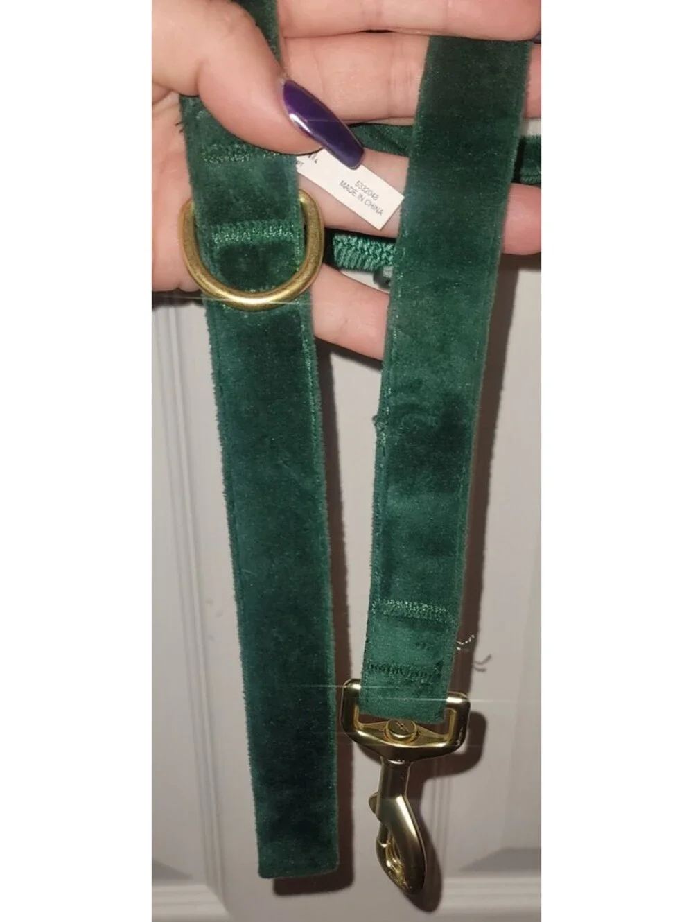 PETSMART HOLIDAY VELVET GREEN BOW HARNESS MEDIUM & MATCHING 4FT LEASH 1